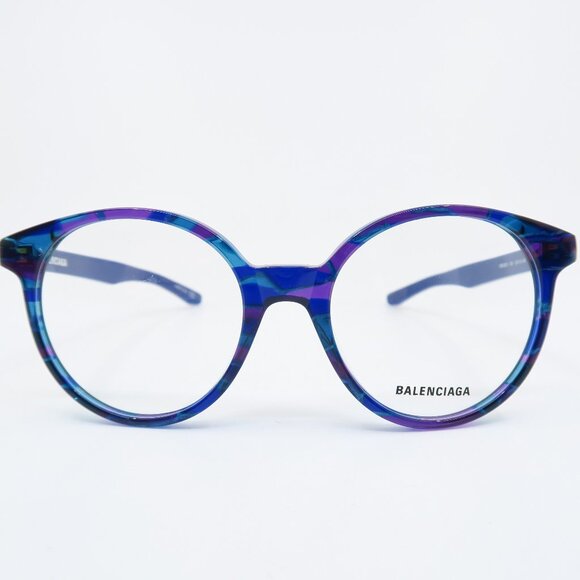 Balenciaga BB0030O 004 52mm Blue Multicolor, New Round Women's Eyeglasses. - Picture 2 of 9